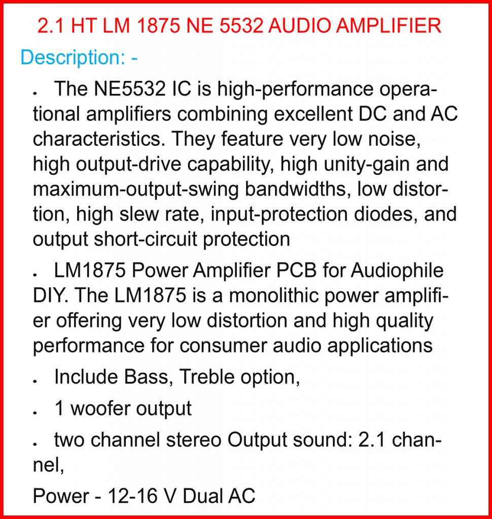 2.1 HT LM 1875 NE5532 AUDIO AMPLIFIER 6