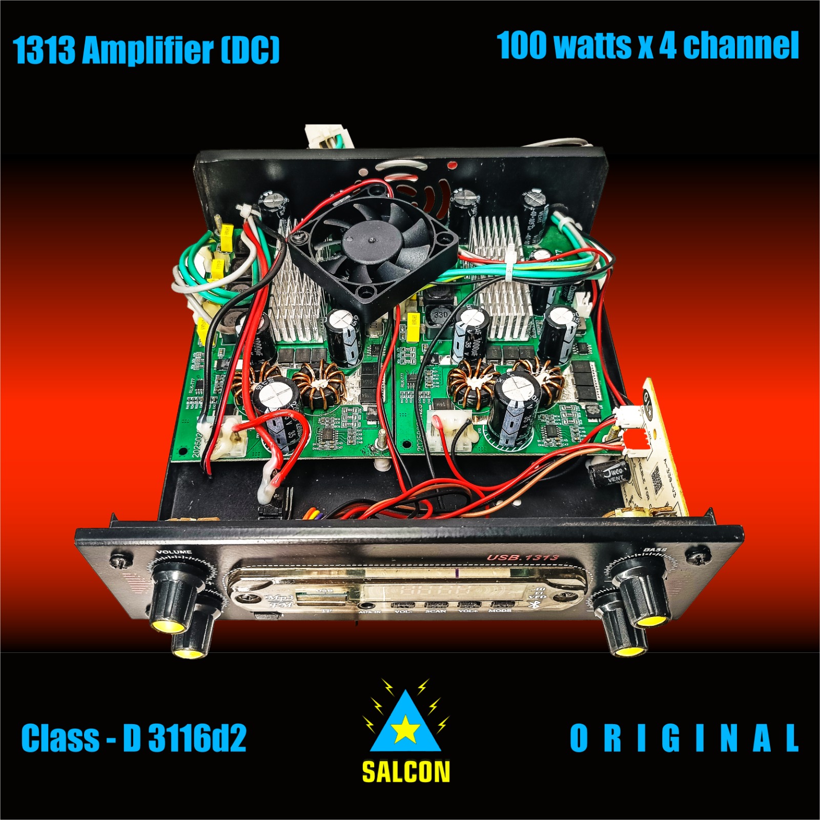 4×100 Watt DC 1313 USB Car Amplifier